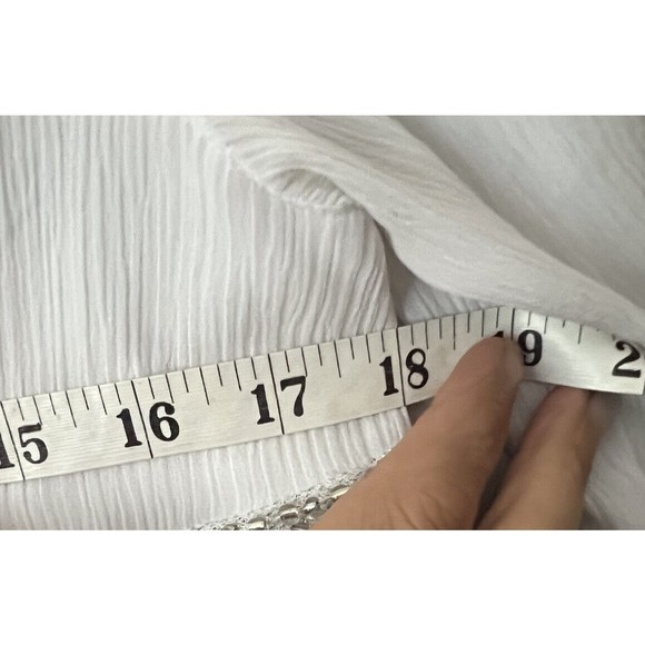 DG2 Diane Gilman Sequin  Bead Embellished White Tunic size S Summer Glam Chic - Picture 10 of 12